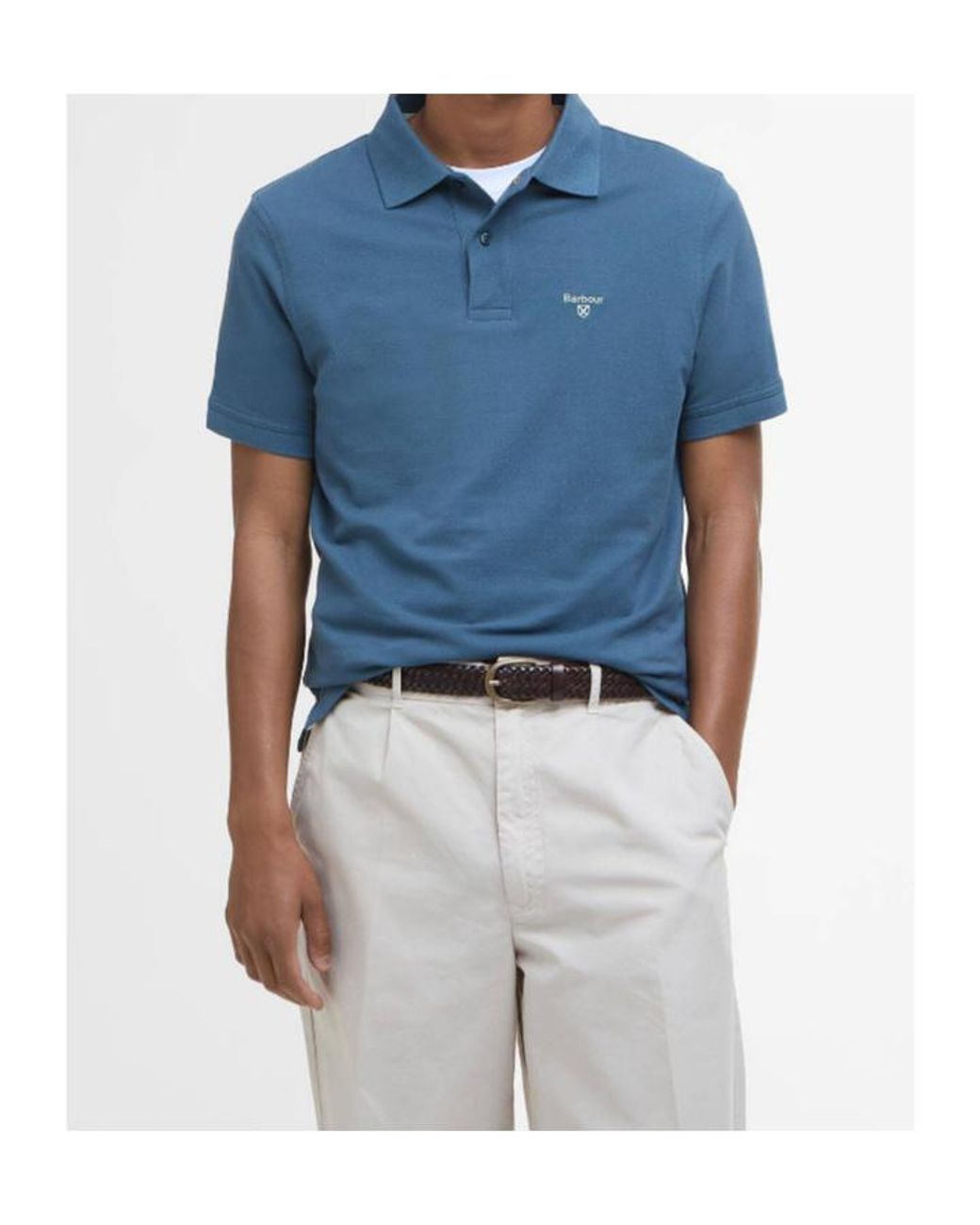 Barbour Blue Short-Sleeved Polo Shirt for men
