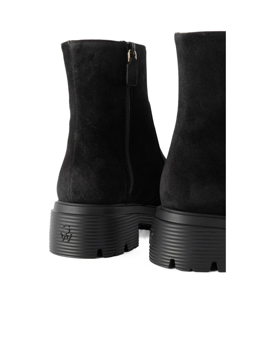 Stuart Weitzman Black Solid Color Suede Ankle Boots