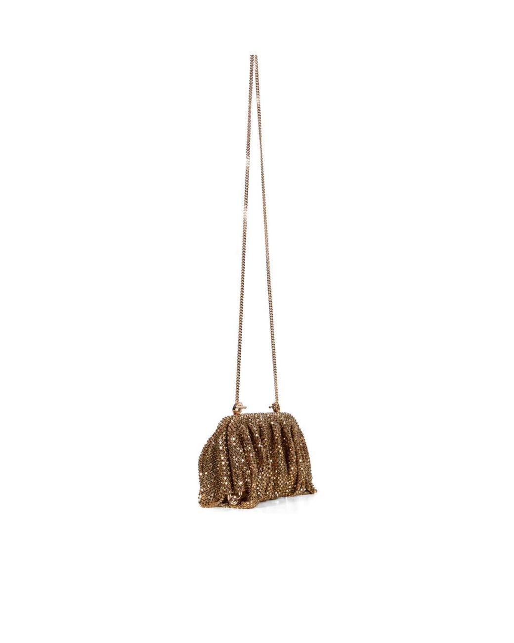 Benedetta Bruzziches Brown Crystal-Embellished Ruched Tote Bag
