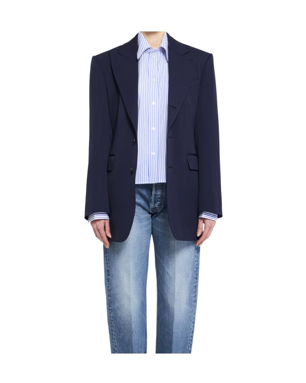 Céline Blue Lapel Long-Sleeved Blazer