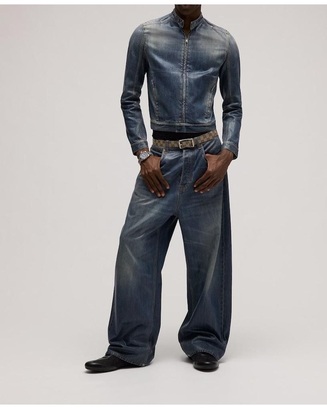 Gucci Multicolor Reversible Belt With Roller Buckle for men