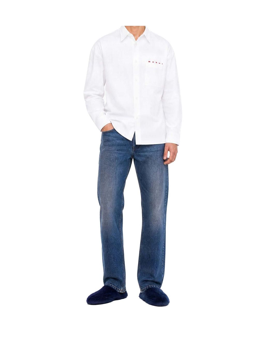 Marni White Logo Printed Shirt for men