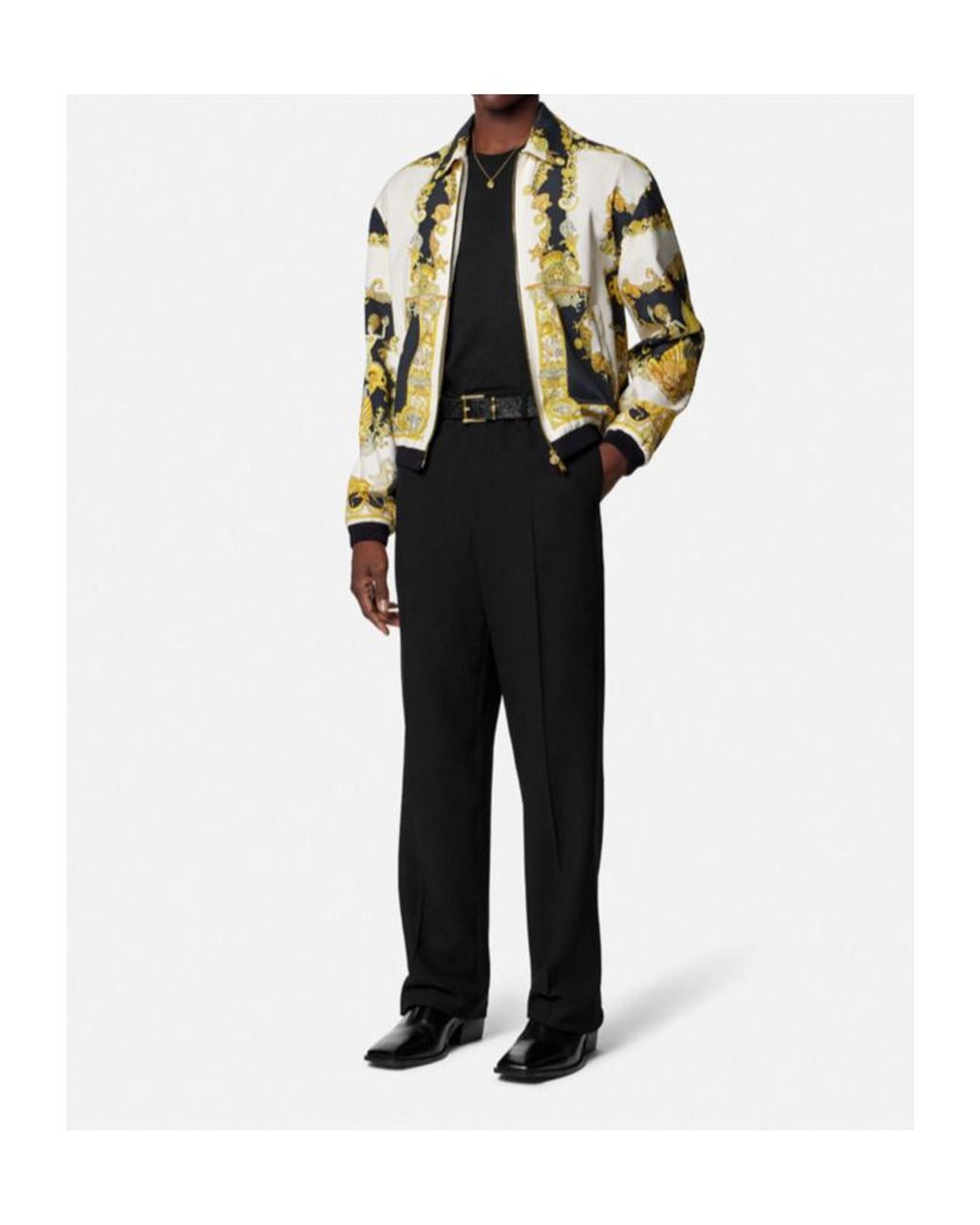 Versace Black Belted Tailored Trousers for men