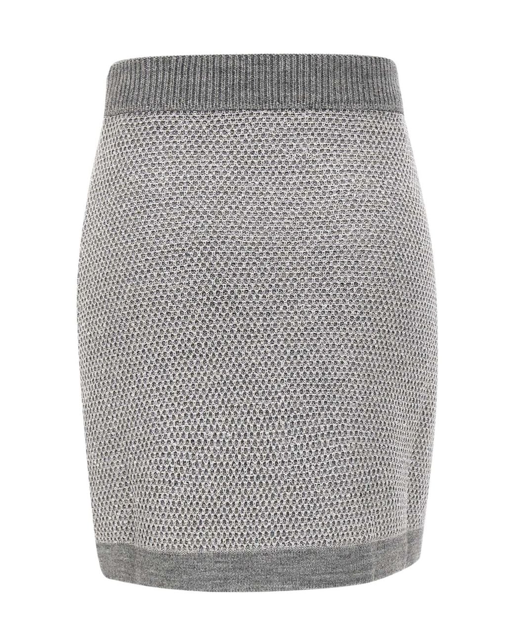 Elisabetta Franchi Gray Sequinned Knit Skirt