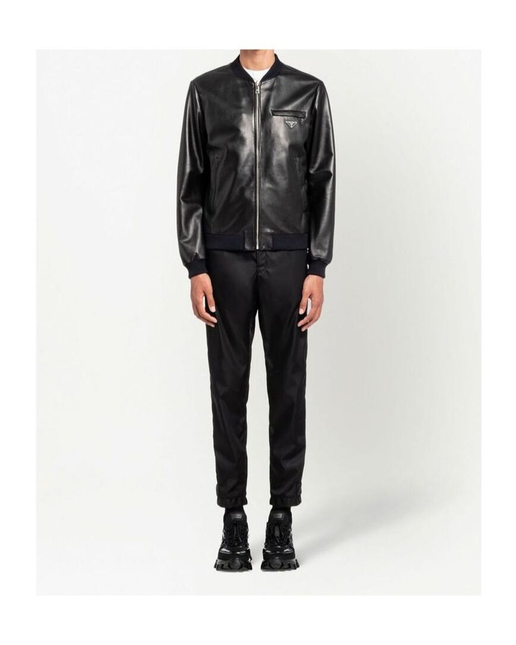 Prada Black Reversible Nappa Leather Bomber Jacket for men