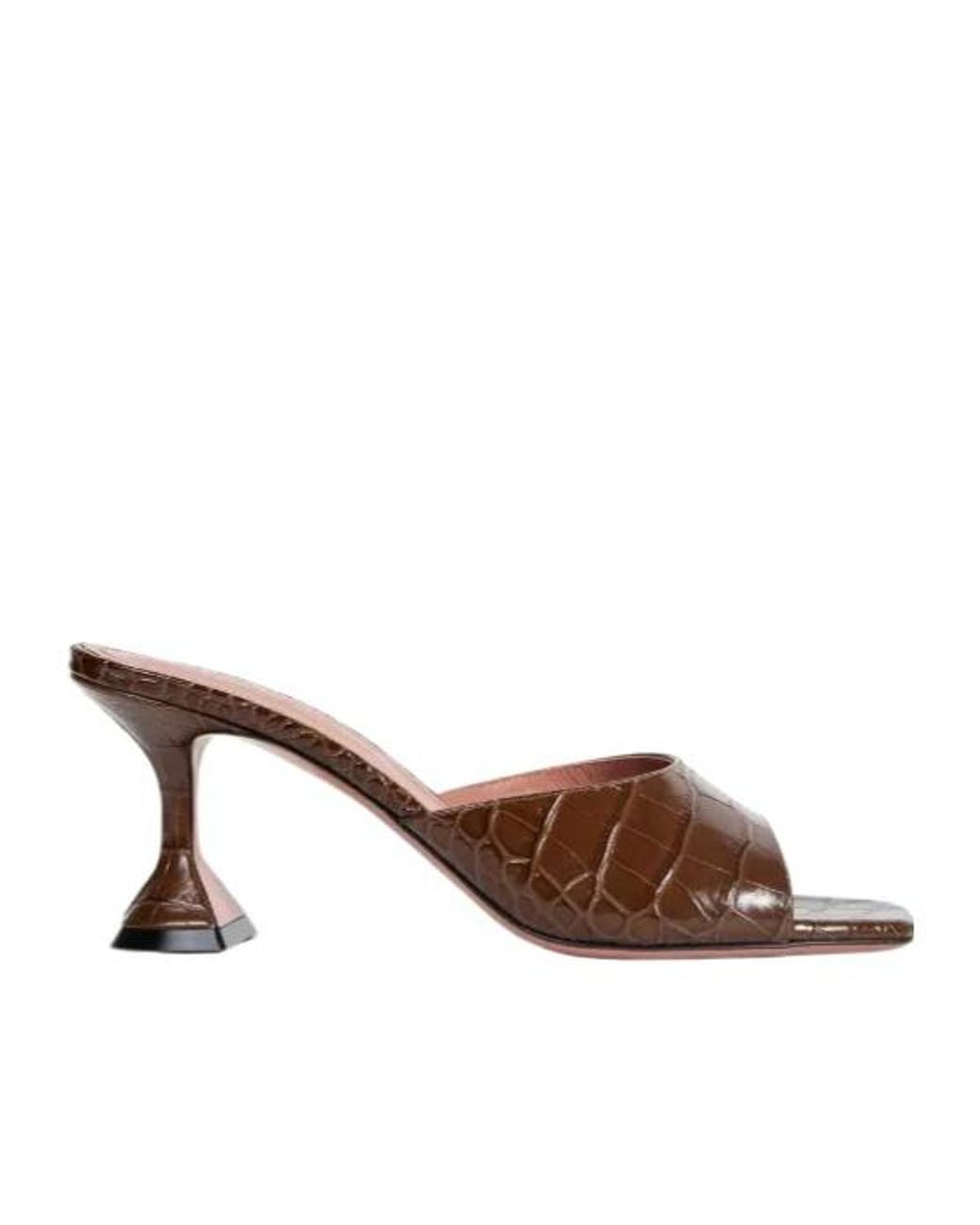 AMINA MUADDI Brown Imitation Crocodile Pattern Mules