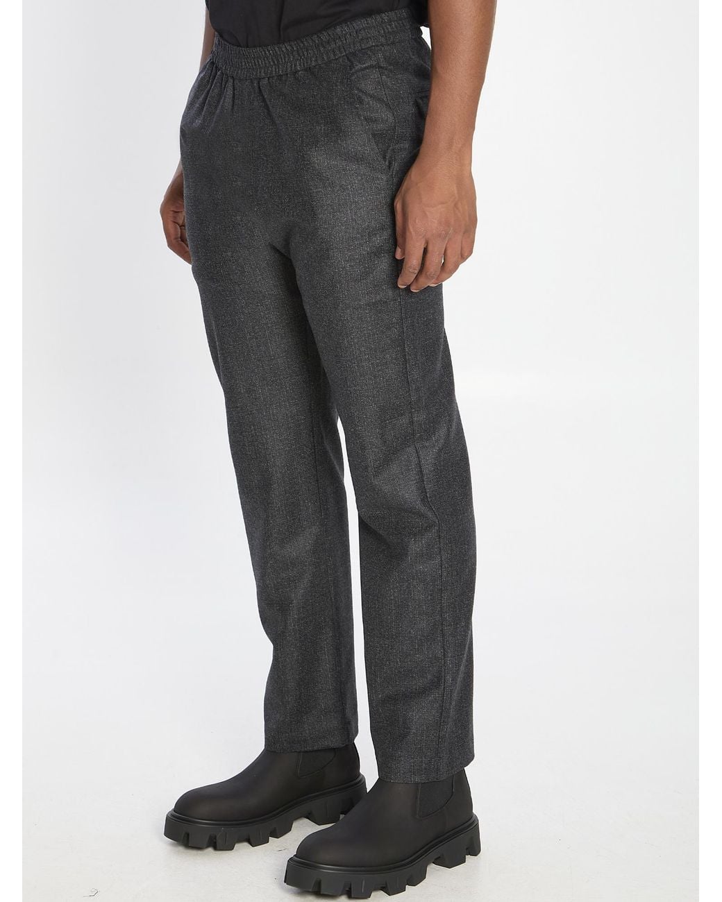 Barena Gray Elastic-Waistband Cotton Trousers for men