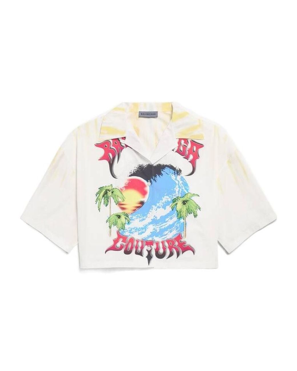 Balenciaga White Extreme Tie Dye Bowling Shirt