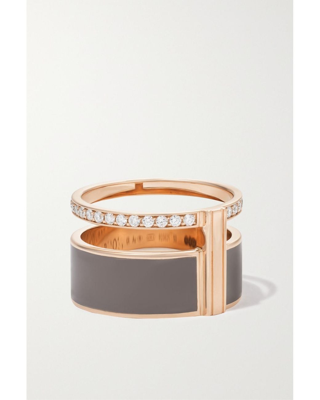 Repossi White 18-Karat Rose, Lacquer And Diamond Ring