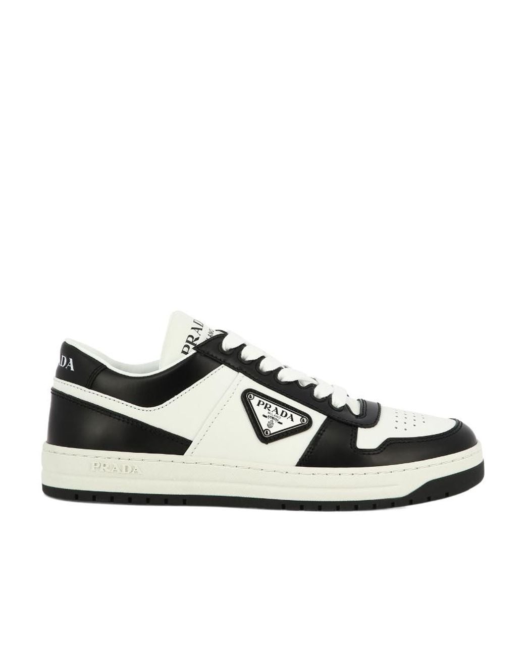 Prada White Downtown Brand-Plaque Leather Low-Top Trainers