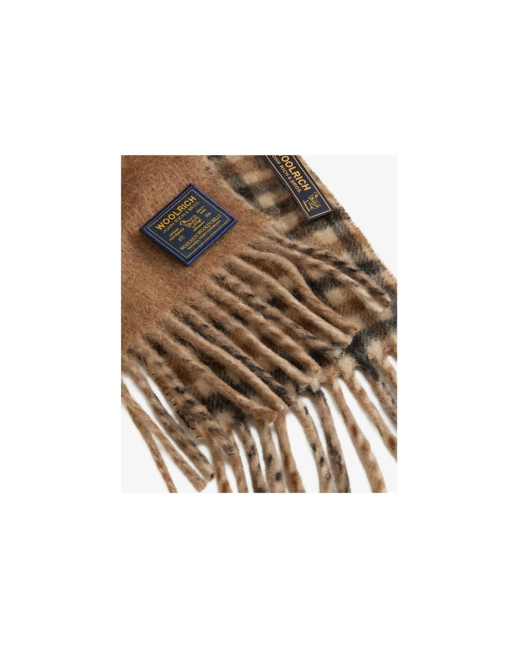 Woolrich Brown Check-Pattern Fringed Scarf