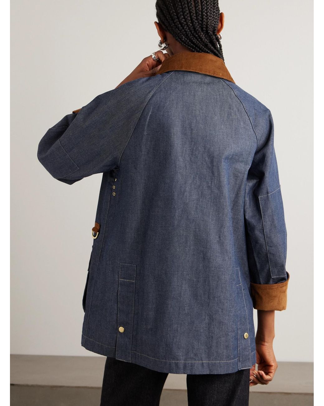 Barbour Blue Cotton Corduroy-Trimmed Denim Jacket
