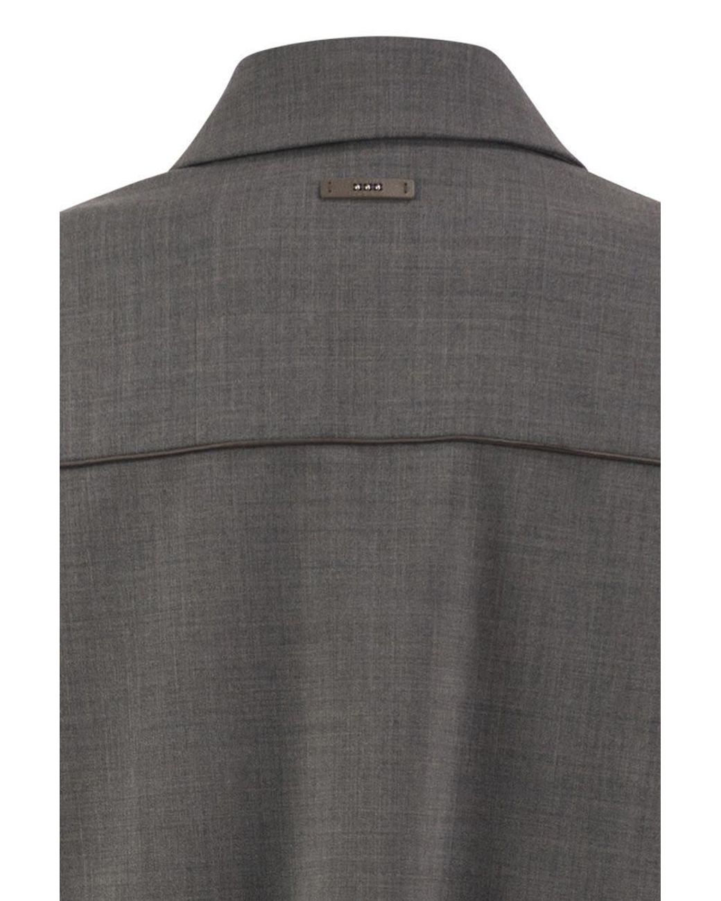 Peserico Gray Long-Sleeve Casual Zip-Up Jacket