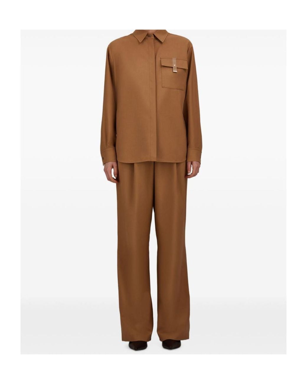 Herno Brown Pleated Wide-Leg Pants
