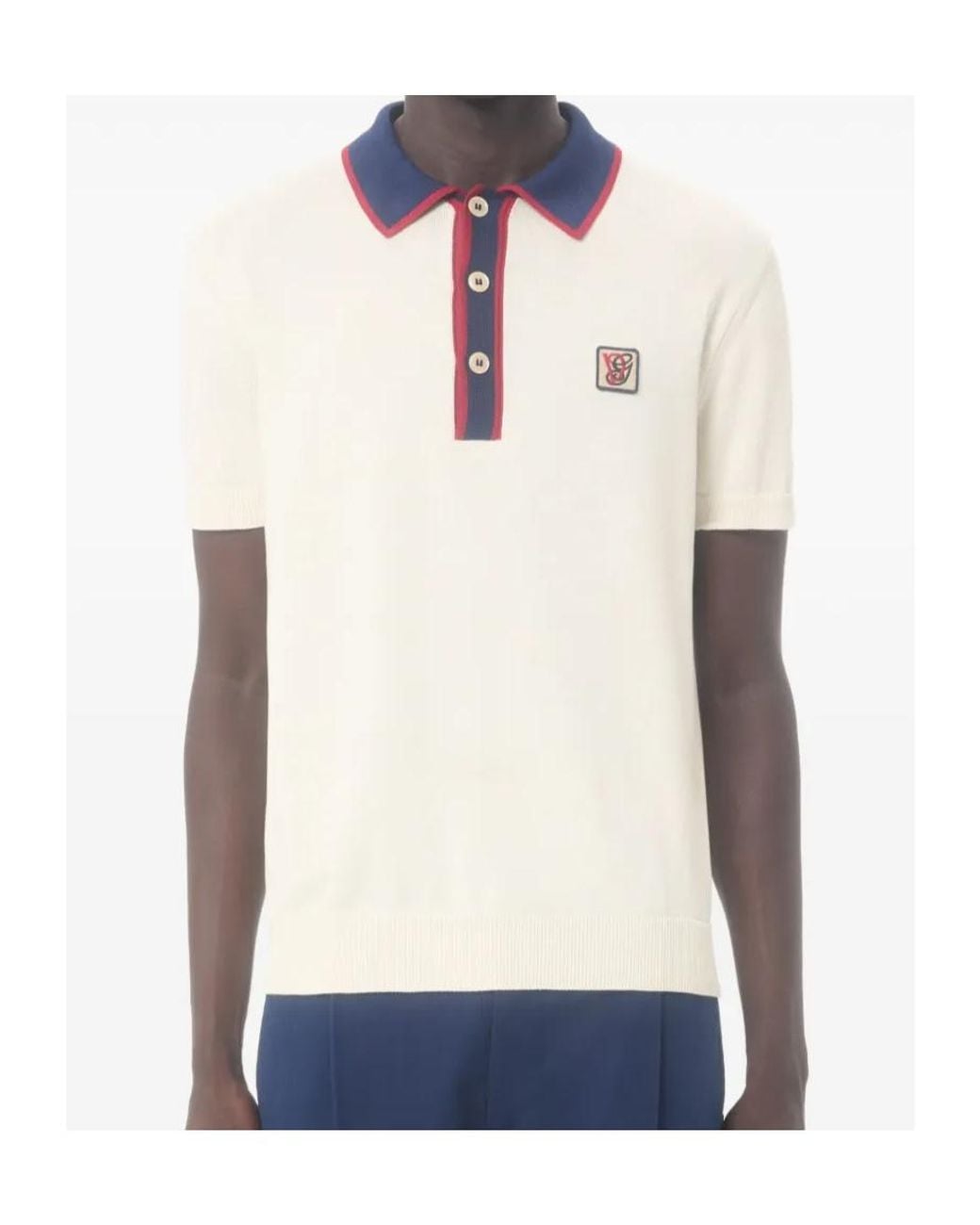 Valentino White Logo-Patch Polo Shirt for men