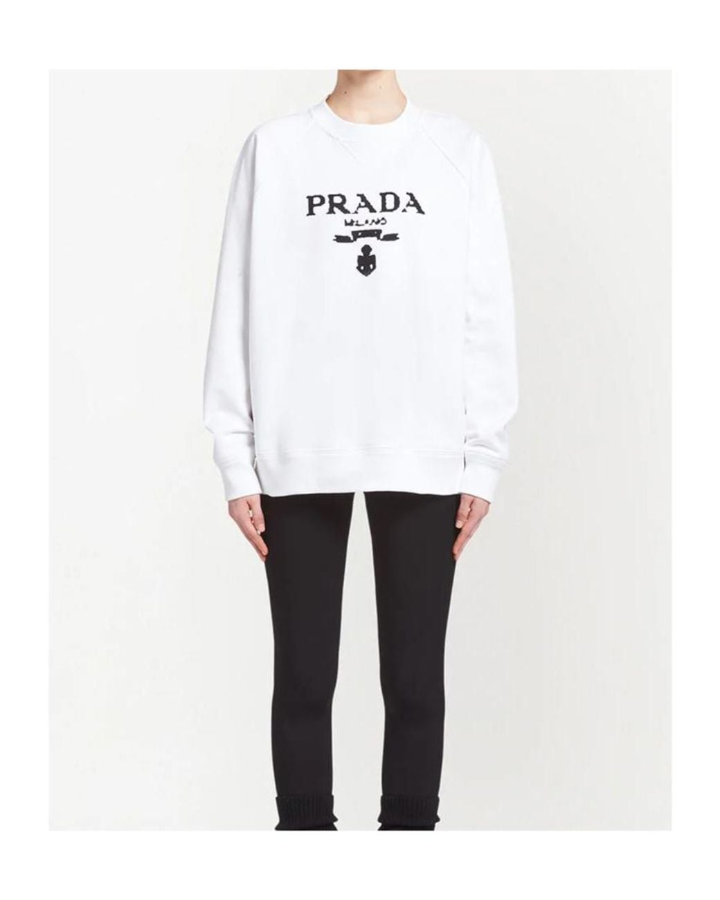 Prada White Logo-Print Cotton Sweatshirt