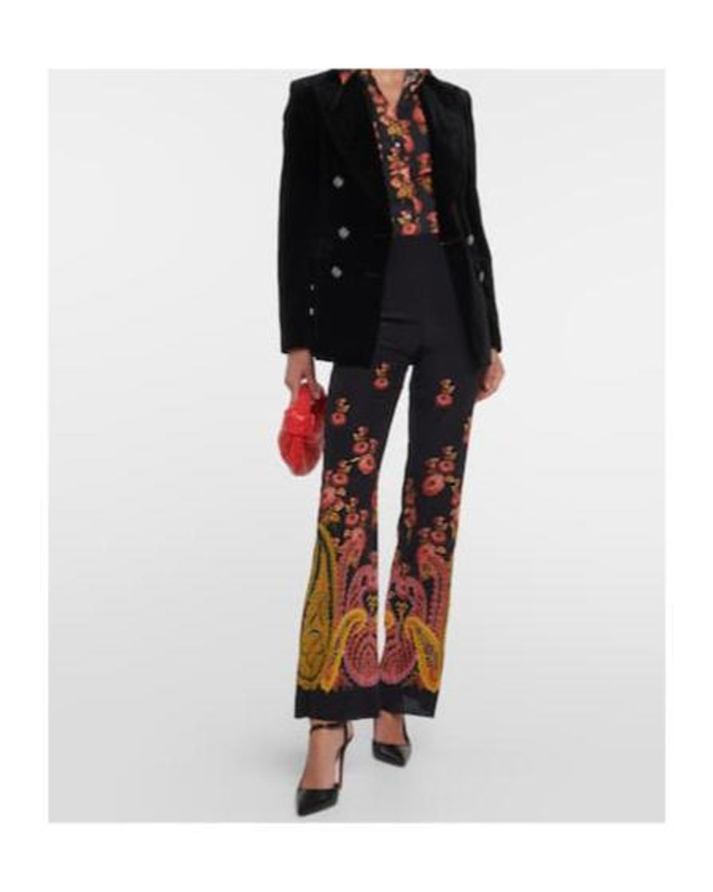 Etro Red Floral Cotton-Blend Shirt