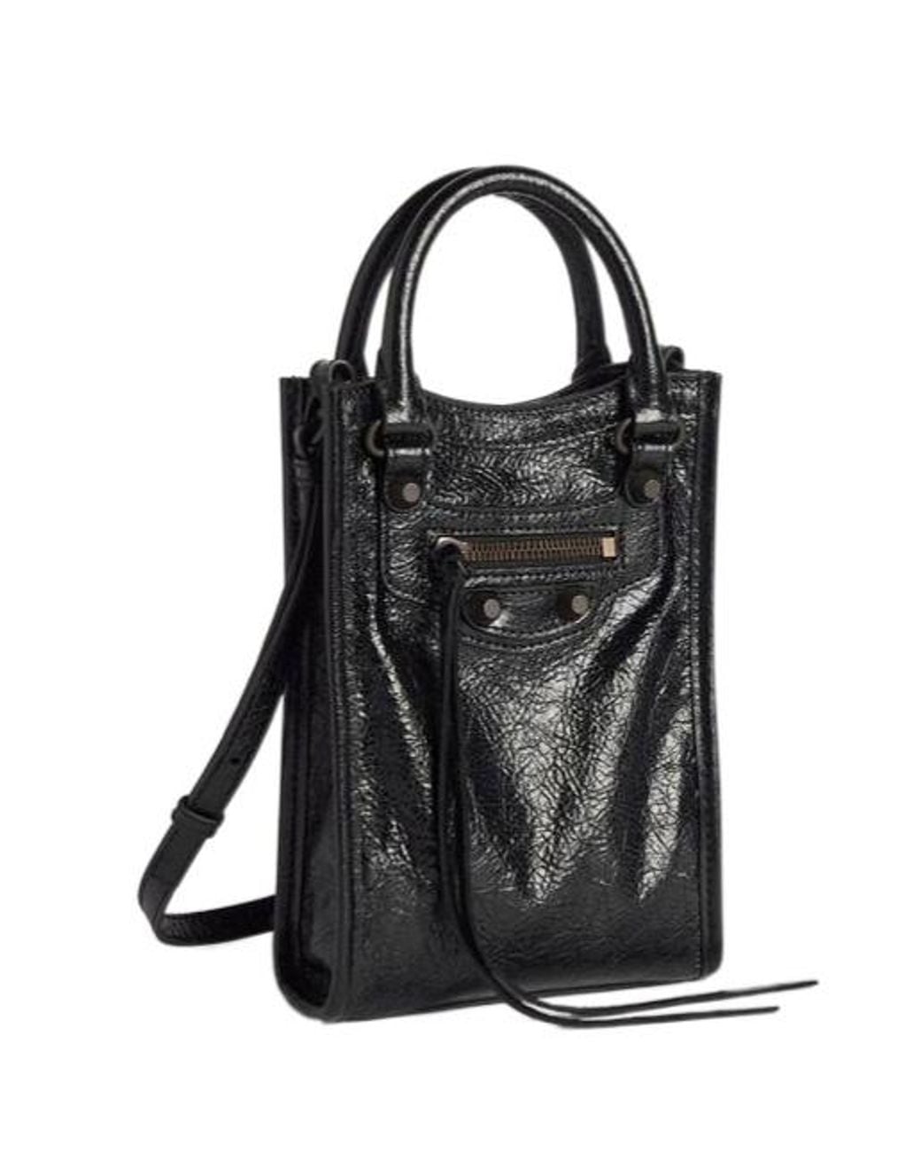 Balenciaga Black Le City Tote Phone Holder
