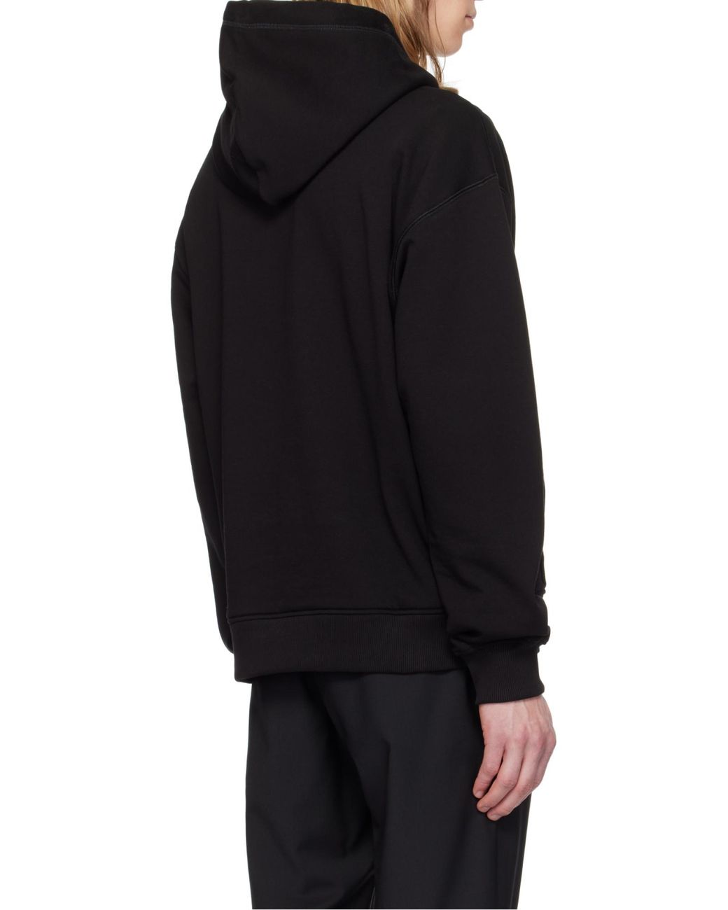 Dolce & Gabbana Black Logo Plaque Drawstring Hoodie for men