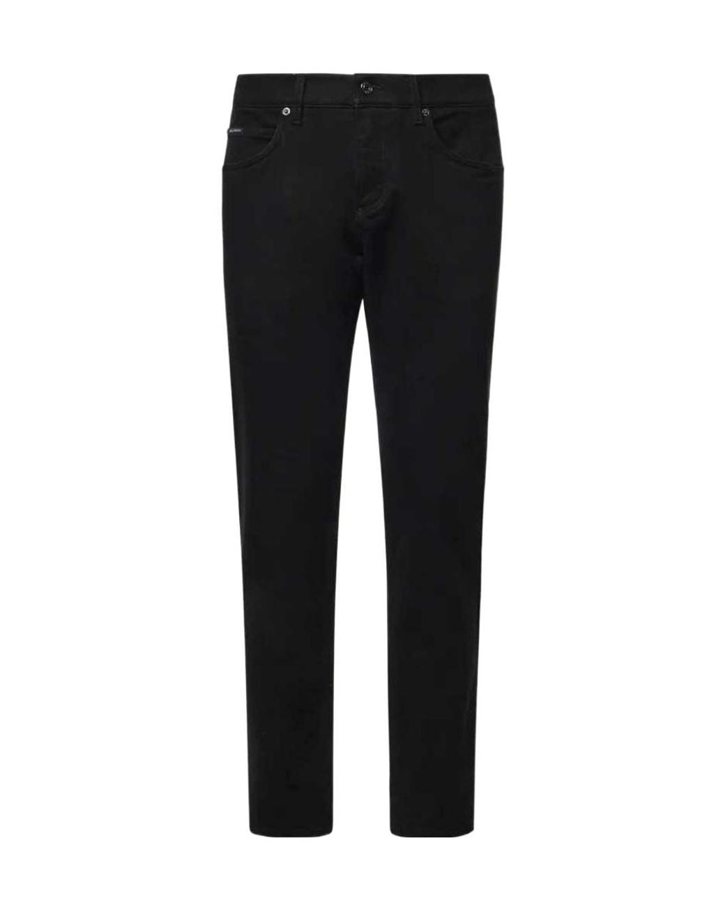 Dolce & Gabbana Black Logo Plaque Straight Leg Jeans for men