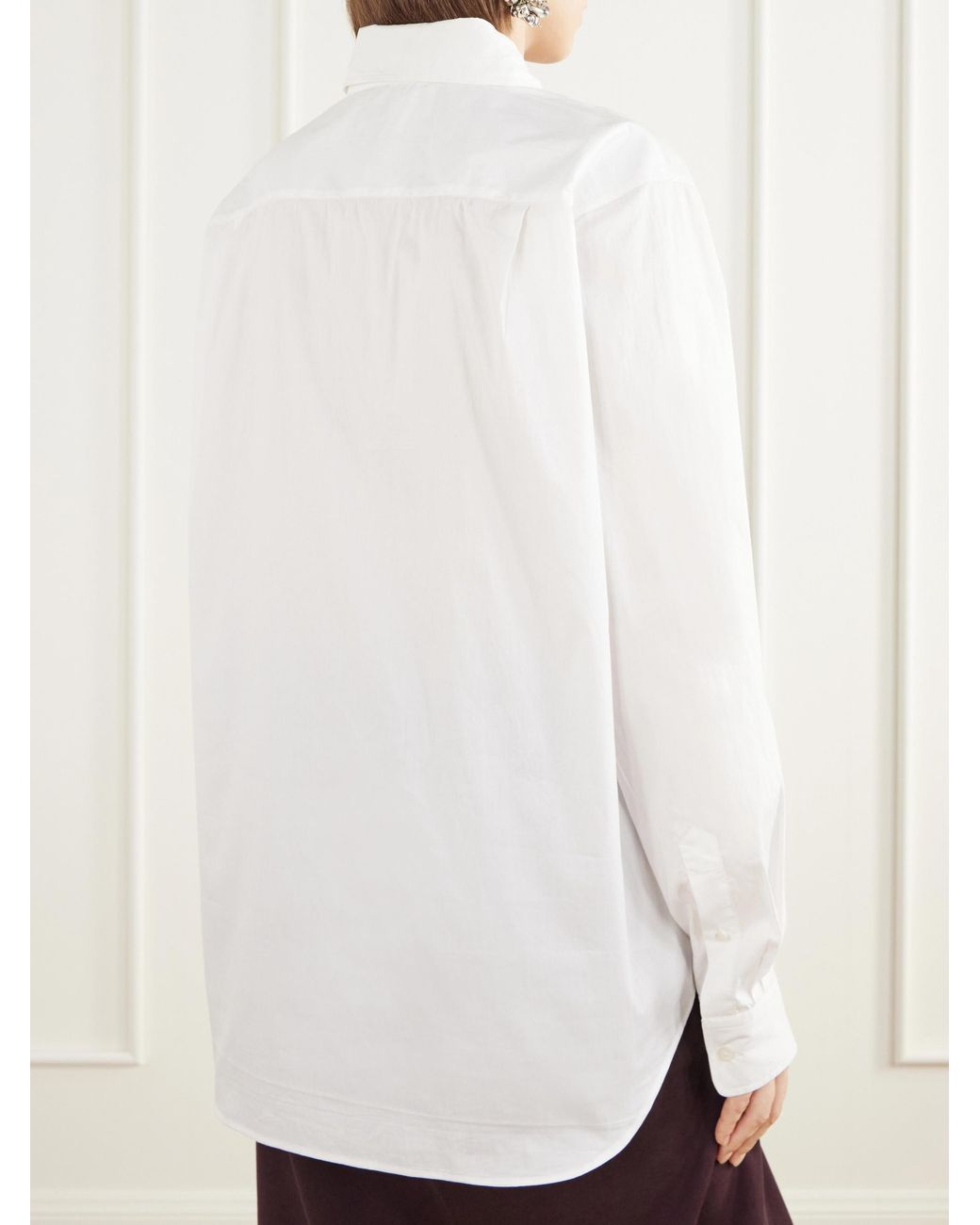 Dries Van Noten White Floral-Embroidered Cotton-Poplin Shirt