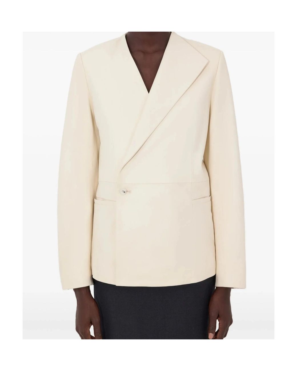 Loulou de Saison Natural Paoli Asymmetric Leather Jacket