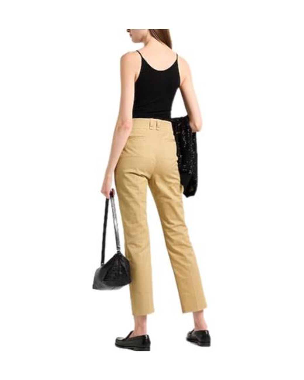 Saint Laurent Natural High Waist Straight Leg Pants