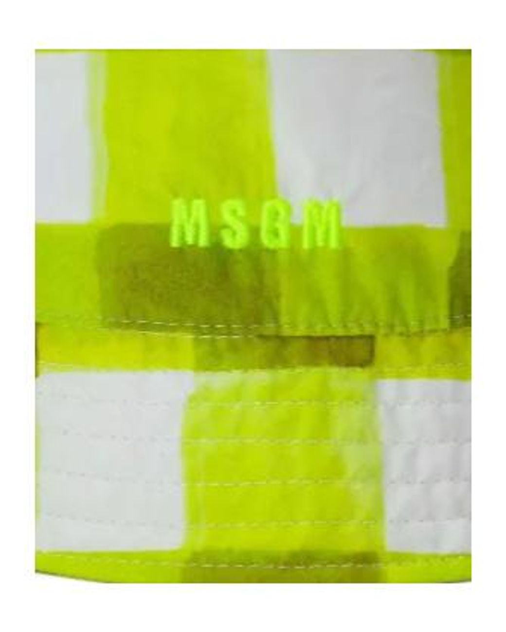 MSGM Green Checked-Pattern Logo-Embroidered Bucket Hat