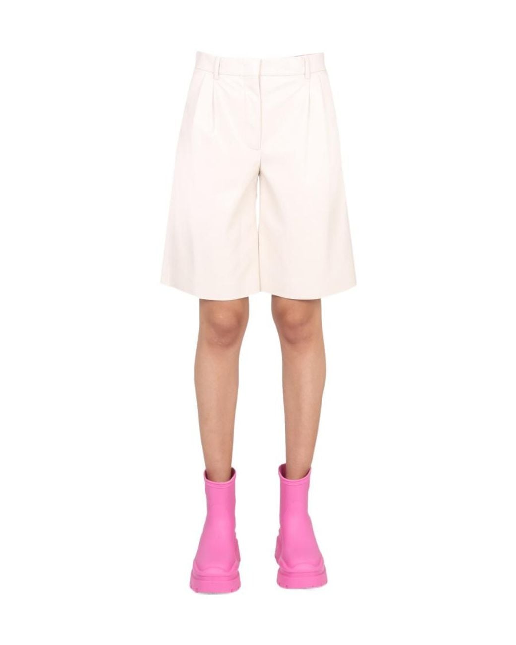 MSGM White Faux Leather Bermuda Shorts