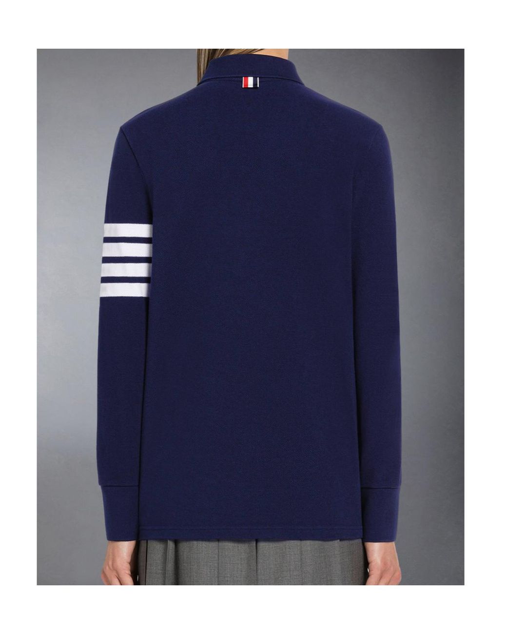 Thom Browne Blue Long-Sleeved Knitted Polo Shirt