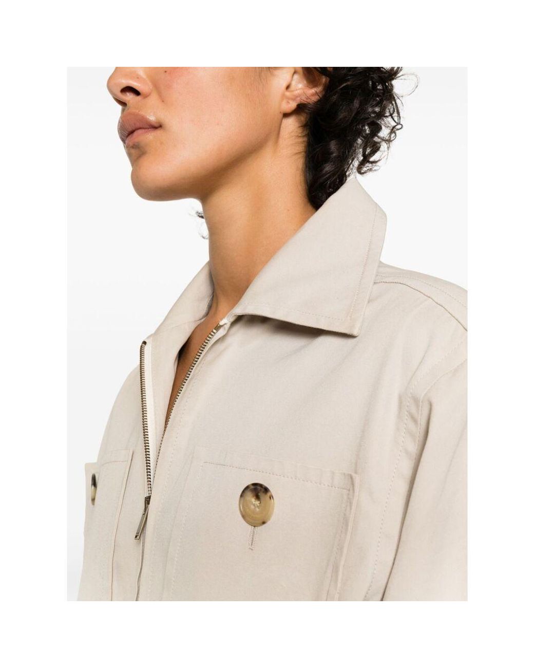 Saint Laurent Natural Saharienne Belted Dress