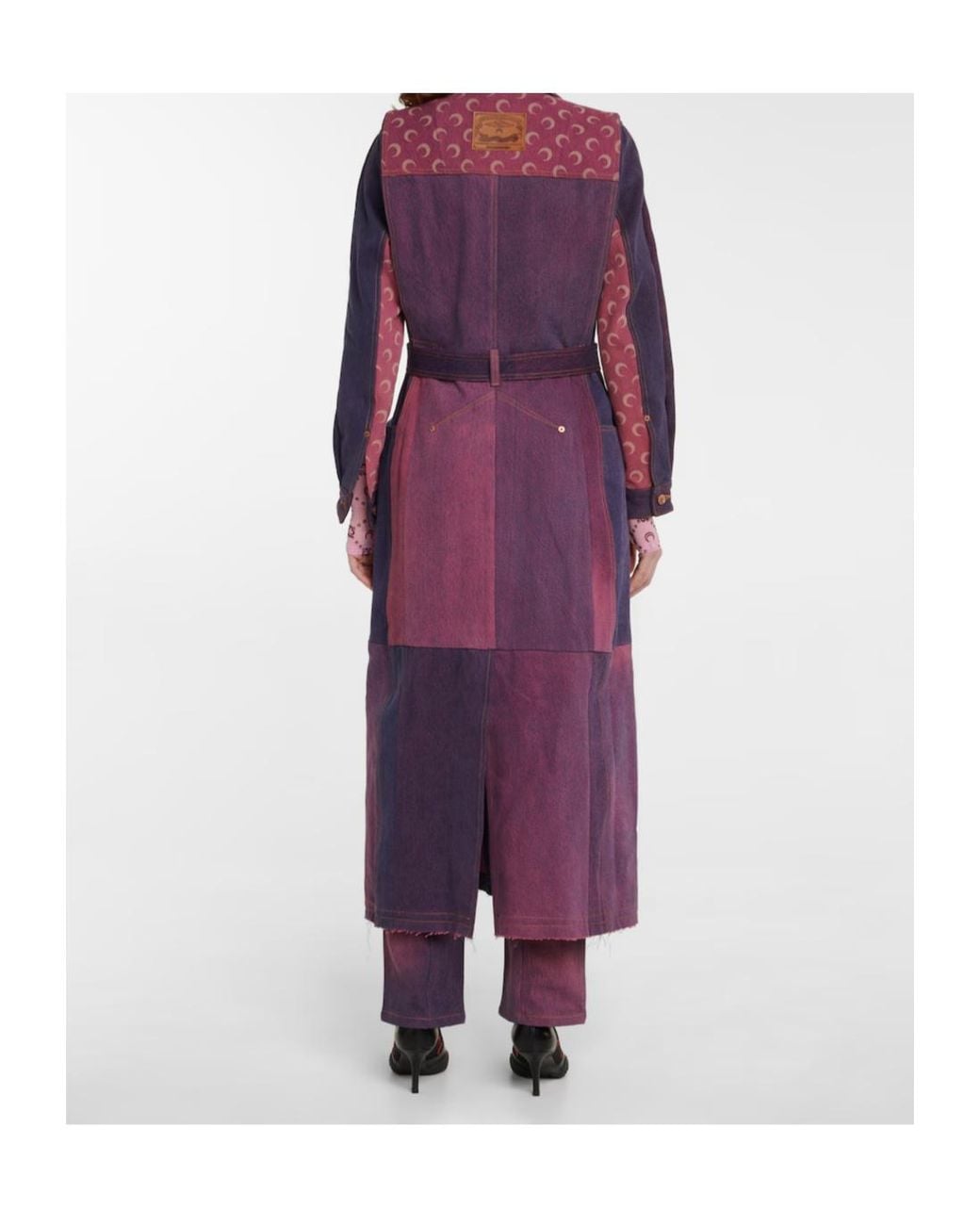 MARINE SERRE Purple Colorblocked Denim Coat