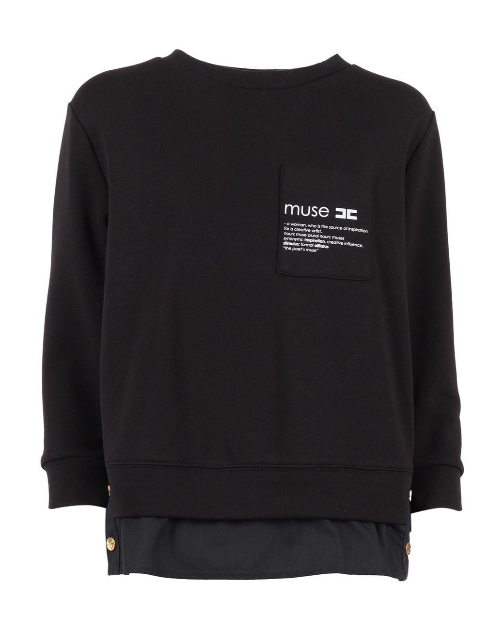Elisabetta Franchi Black Poplin Fleece Top