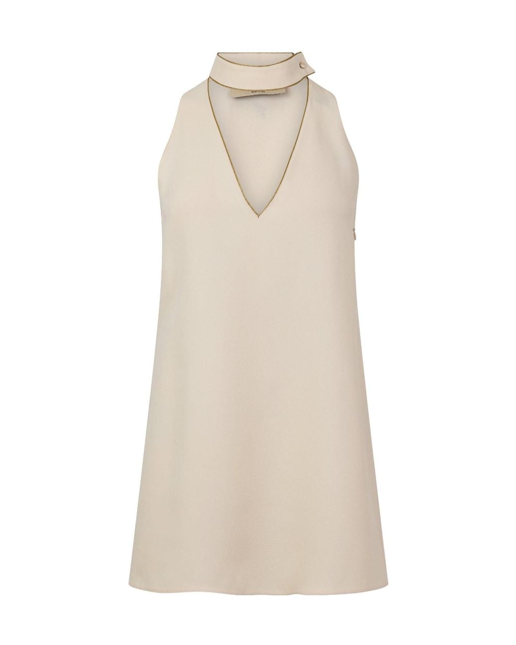 Valentino Natural Sleeveless Halter Mini Shift Dress