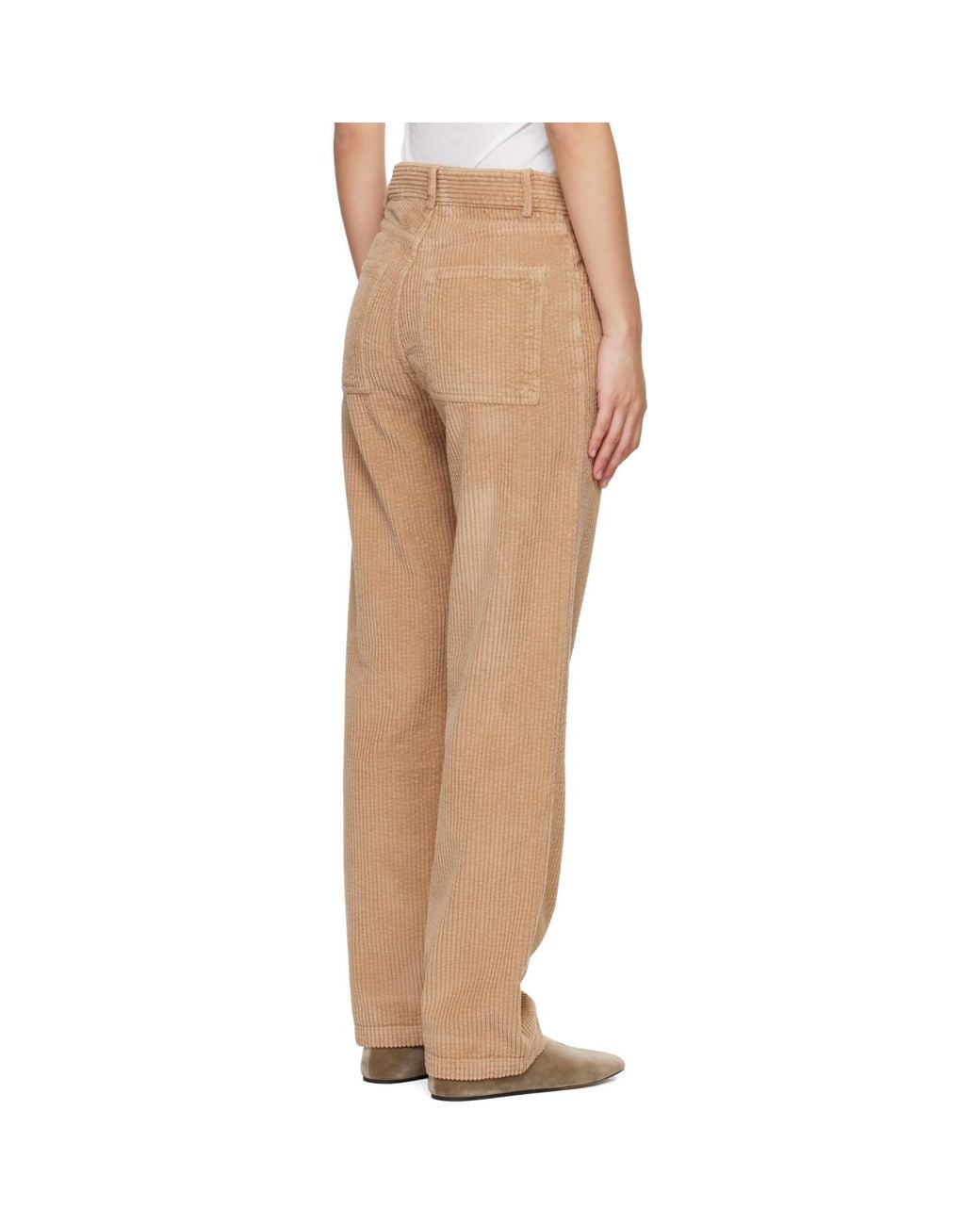 Baserange Natural Casual Trousers With Belt Loops