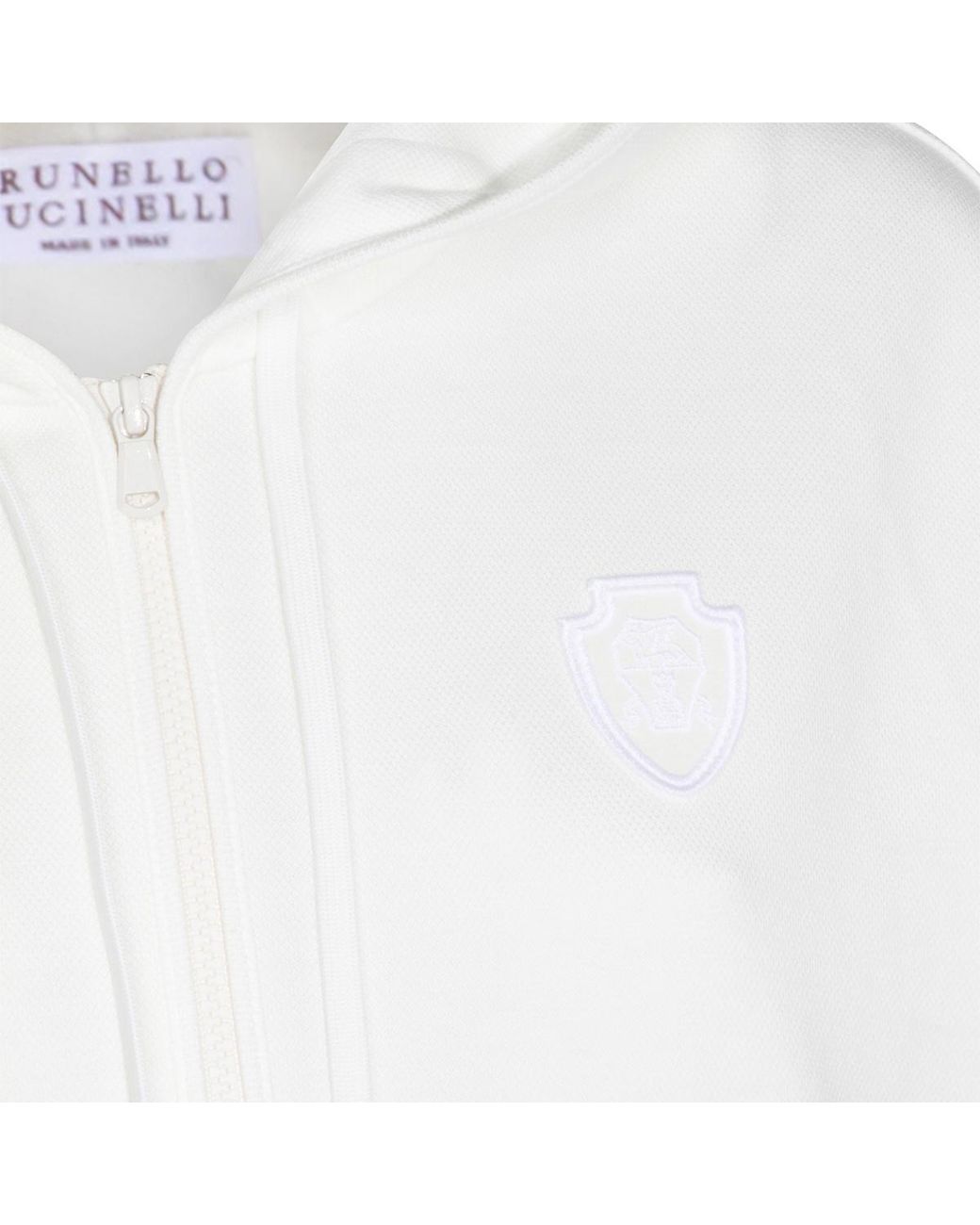 Brunello Cucinelli White Logo Patch Hoodie