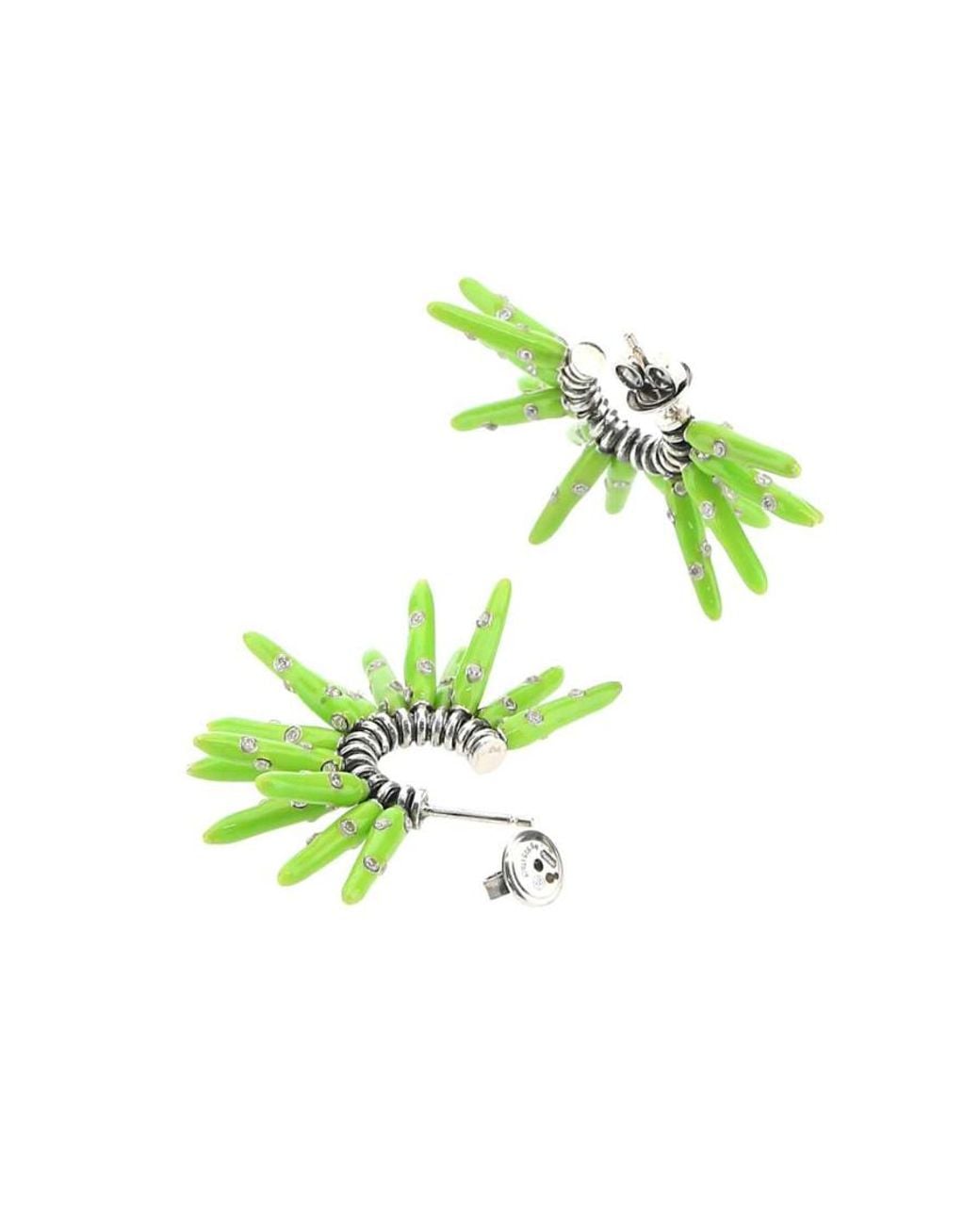 Bottega Veneta White Logo Earrings