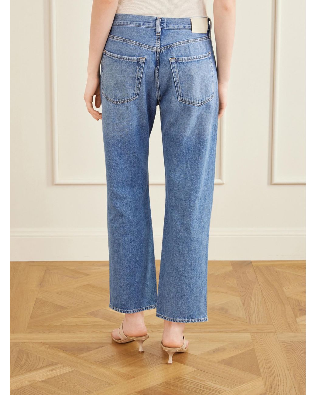 Citizens of Humanity Blue Mid-Rise Straight-Leg Boyfriend Jeans