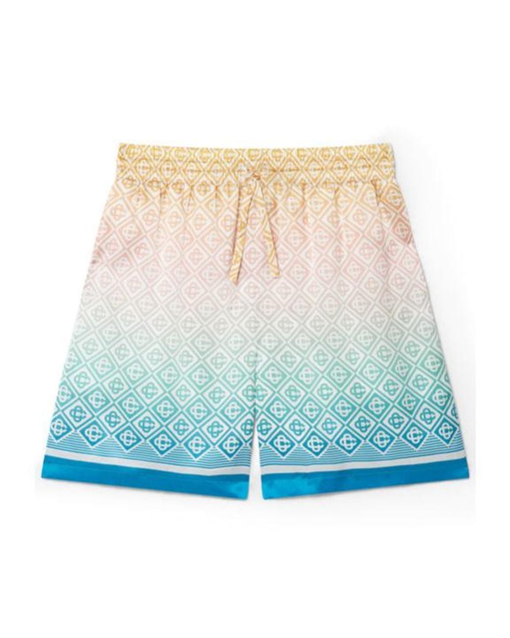 Casablanca Blue Mid-Rise Monogram-Printed Deck Shorts for men