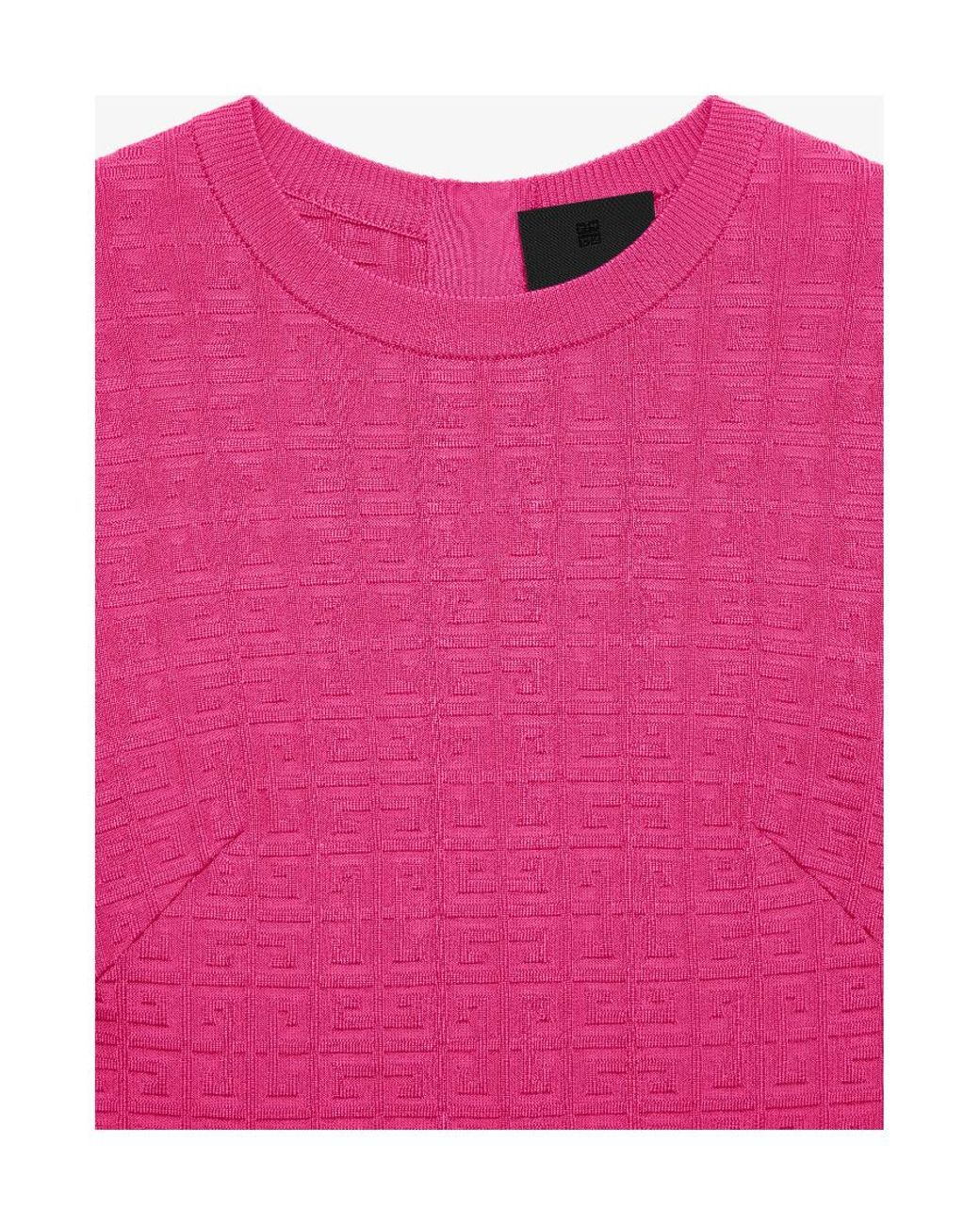 Givenchy Pink All-Over Logo Long-Sleeved Dress