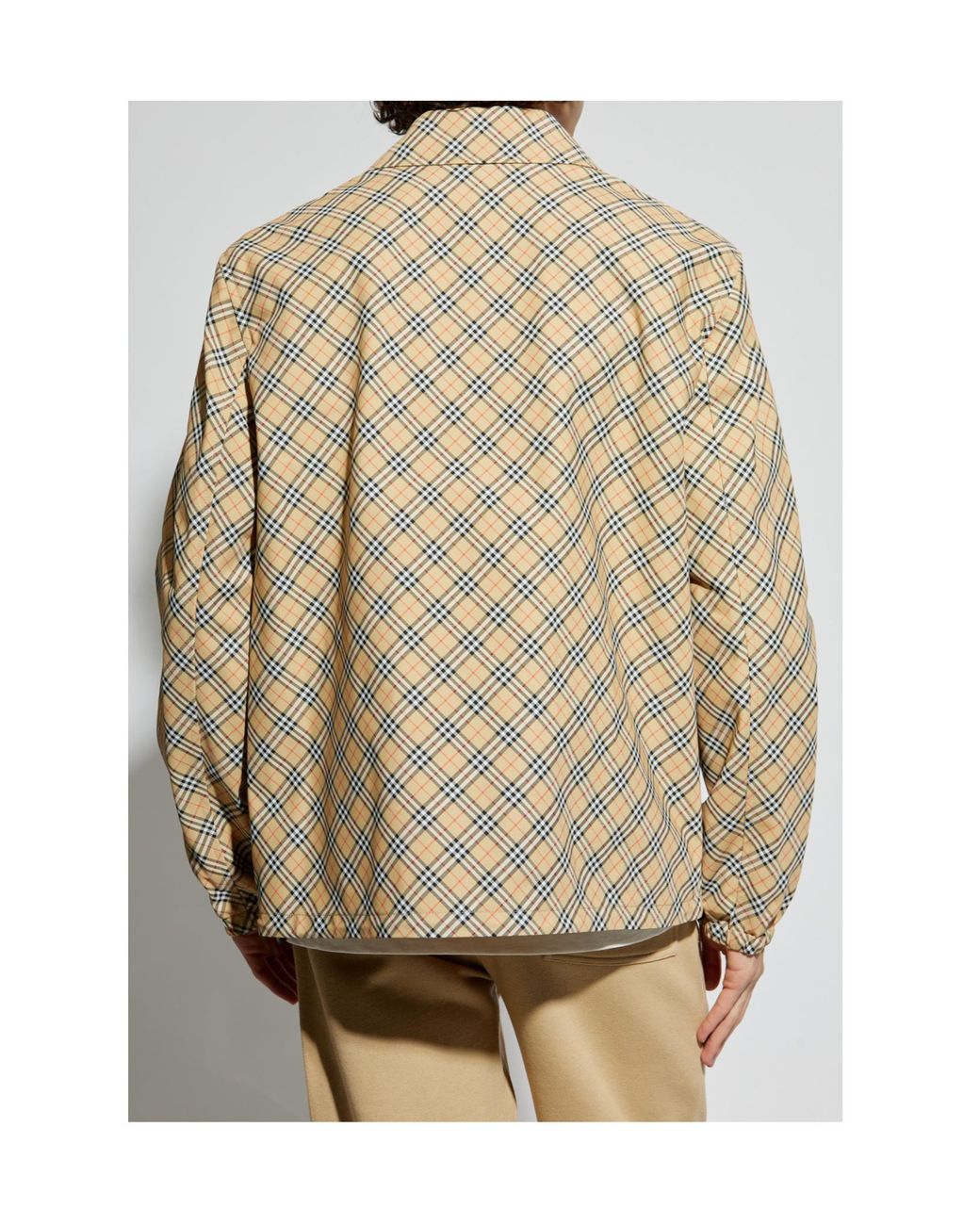 Burberry Natural Plaid Collared Button-Up Jacket for men