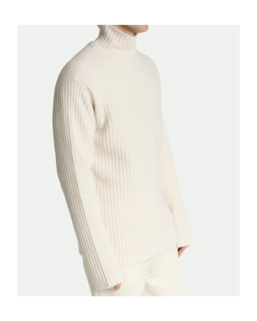 Malo White Ribbed-Knit Cashmere Sweater for men
