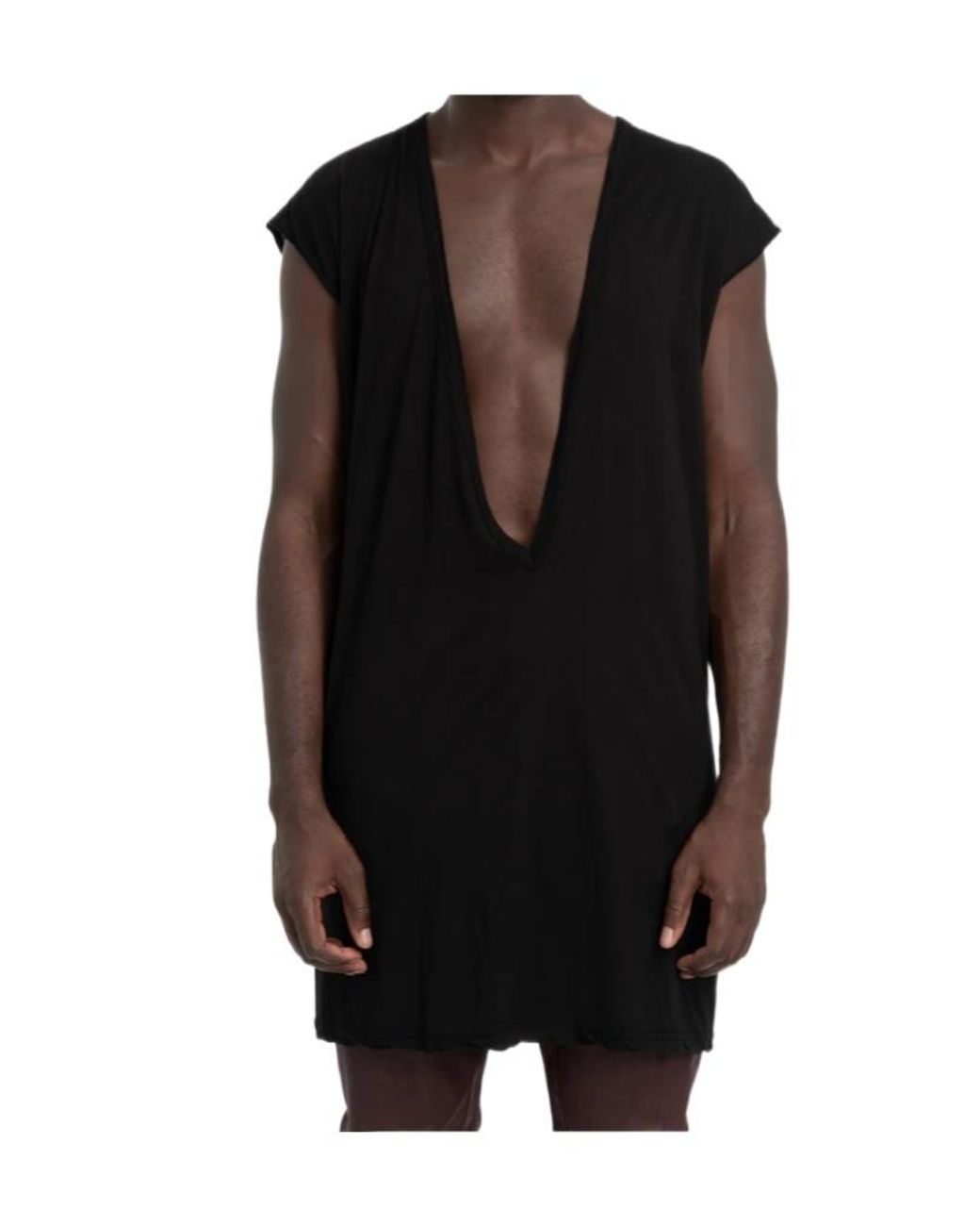 Rick Owens Black Sleeveless Longline T-Shirt for men