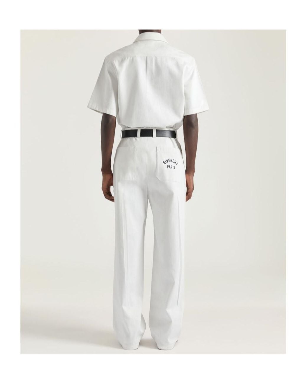 Givenchy White Paris Signature Embroidered Short-Sleeved Shirt for men