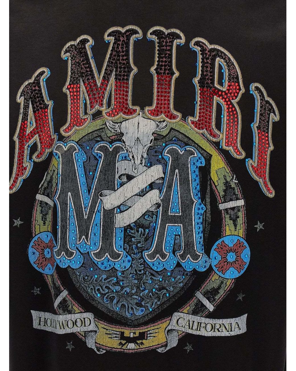 Amiri Black Crystal Logo Print T-Shirt for men
