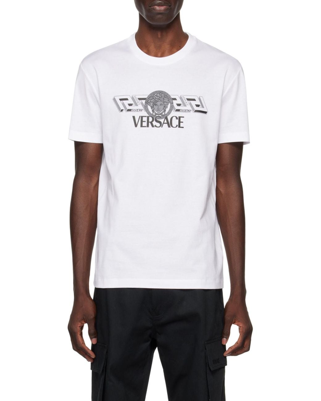 Versace White Logo-Print T-Shirt for men
