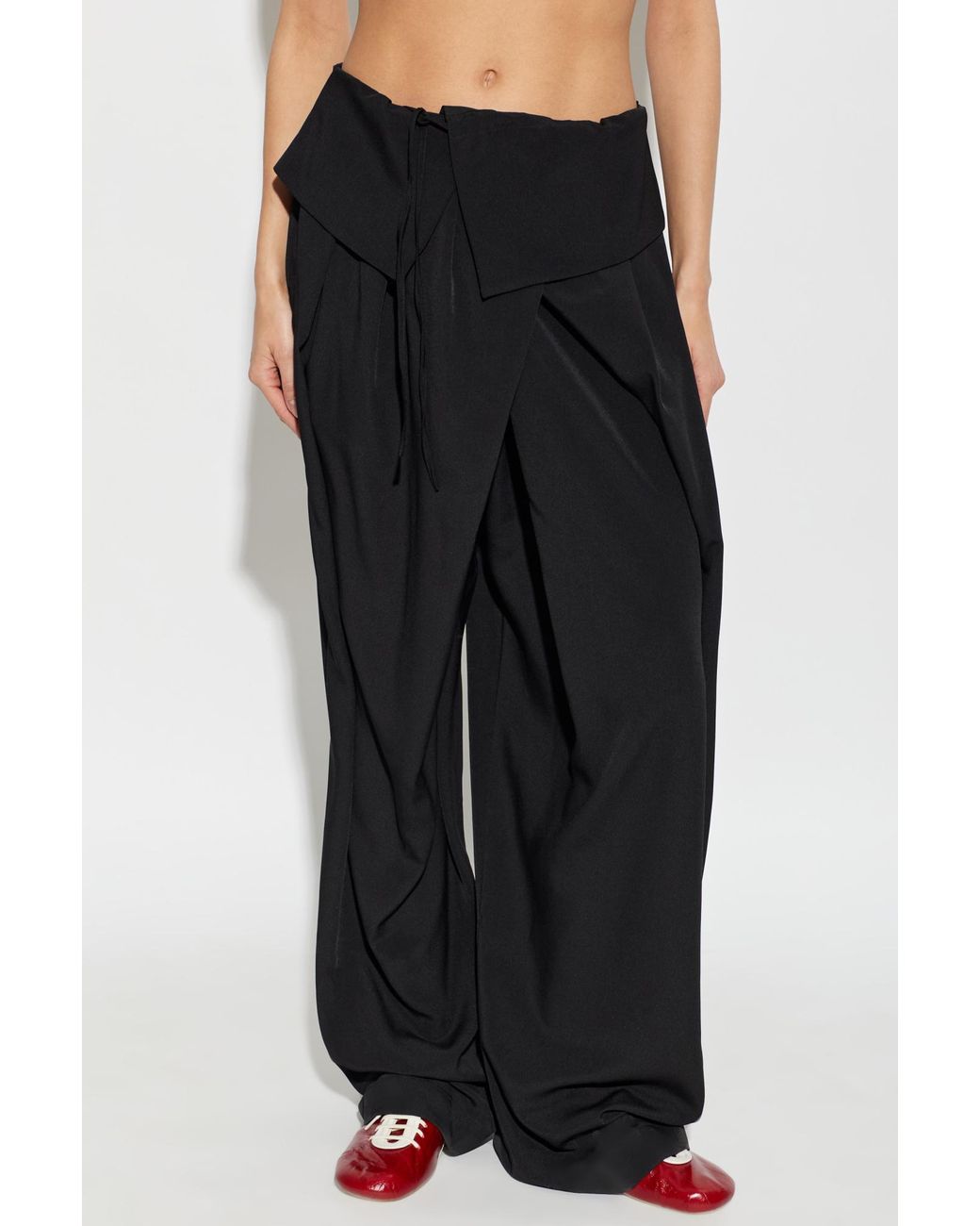 Dries Van Noten Black Drawstring Casual Pants