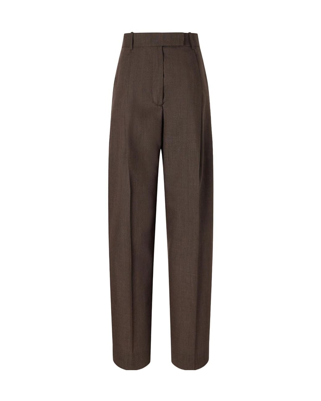 Rohe Brown Pleated Virgin Wool Straight-Leg Pants
