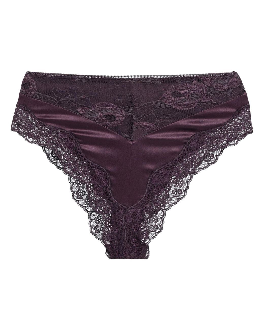 Saint Laurent Purple Lace Satin Underwear