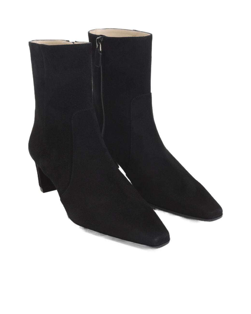 Stuart Weitzman Black Square Toe Ankle Boots